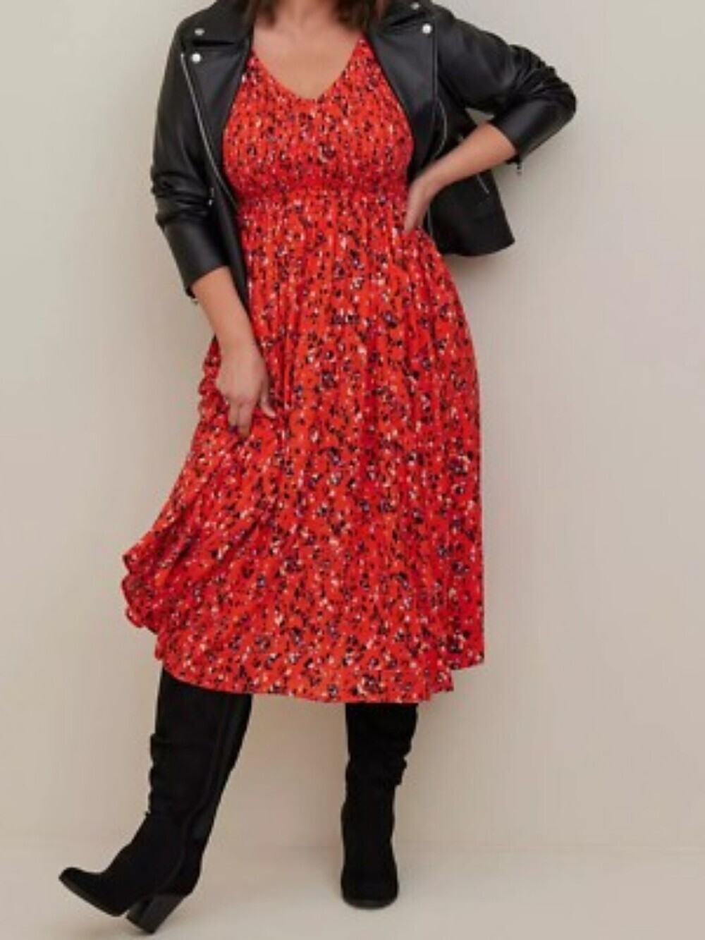 NWT torrid Orange Floral Gauze Snocked Midi Dress...Size:5